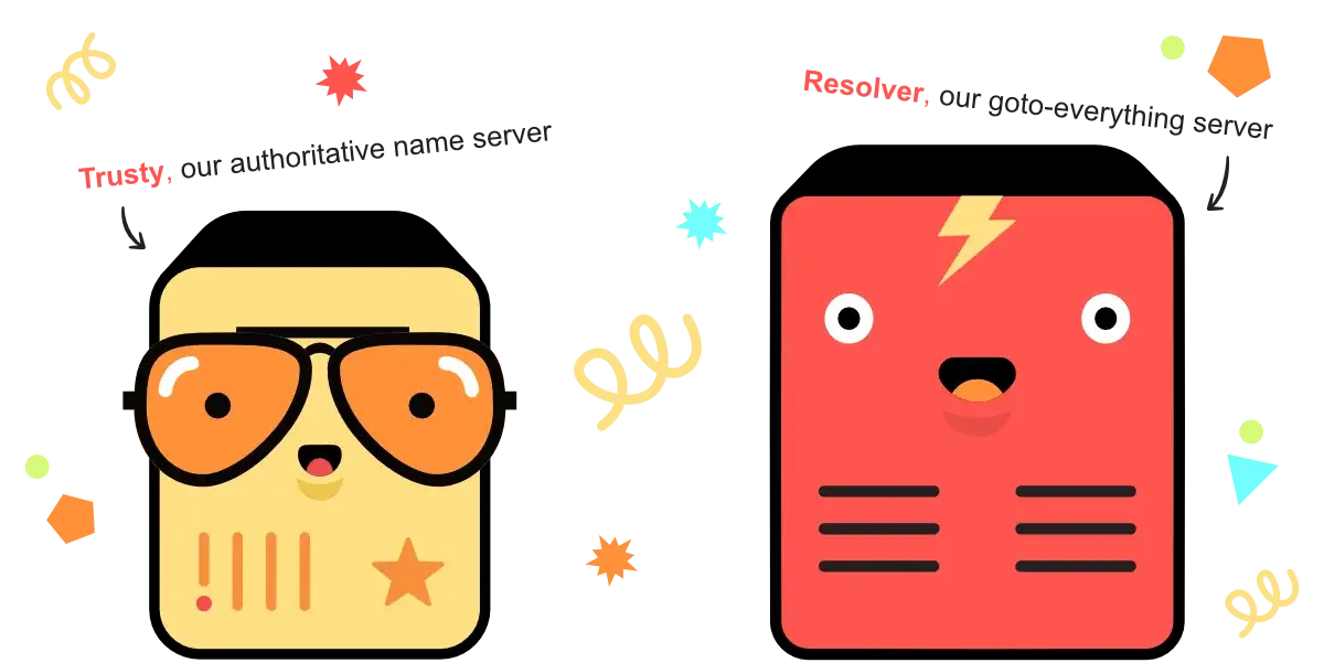Trusty and Resolver from the How DNS Works comic