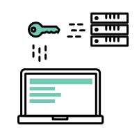 Icon of computer with a key next to it