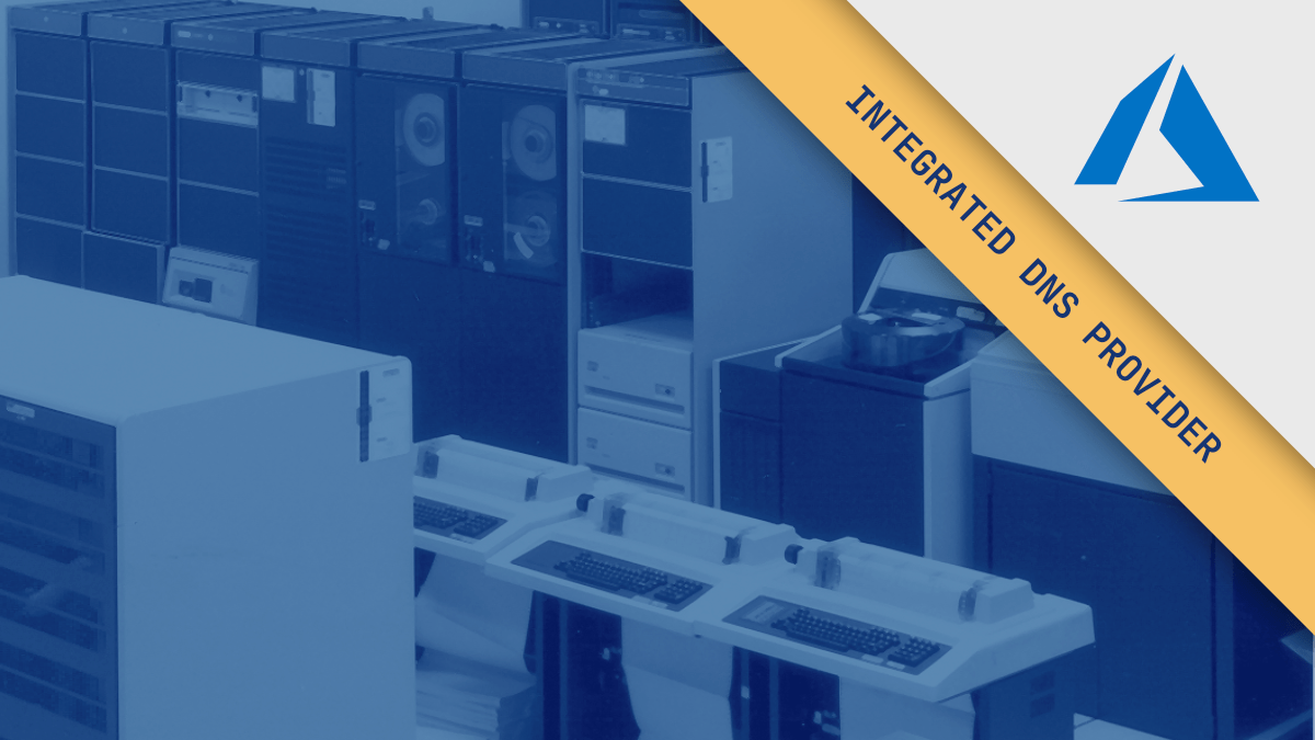 A duotone image of a server room with integrated service provider Azure banner
