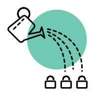 Icon of watering can over closed lock