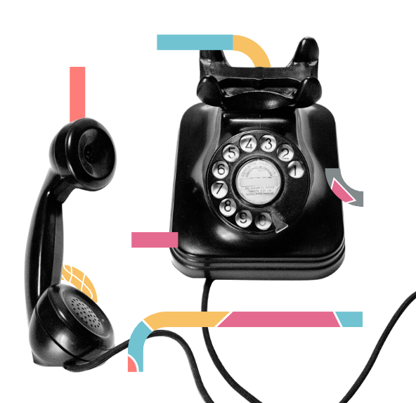 A retro image of a telephone off the hook